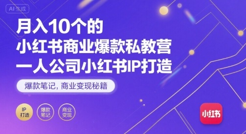 月入10个的小红书商业爆款私教营，一人公司小红书IP打造，爆款笔记，商业变现秘籍-Code_Architect