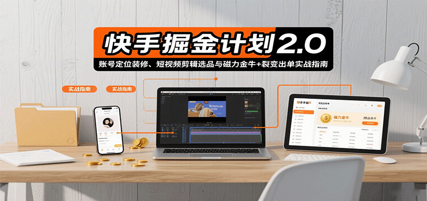 快手掘金计划2.0，账号定位装修、短视频剪辑选品与磁力金牛+裂变出单实战指南-Code_Architect