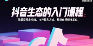 抖音生态的入门课程：流量变现全攻略，16种盈利方式，标签体系精准定位-Code_Architect